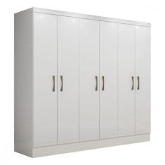 Guarda Roupa Casal Paris 6 Portas Branco Brilho - MAXEL