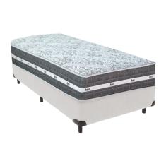 Cama Box Branco e Colchão Black Graphite Molas Ensacadas Solteiro 88x188X32 Anjos