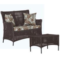 1 Sofá Área e Mesa Igapó Alumínio Pintura Preta Corda Náutica Estofado Impermeável Almofada 6 Trama