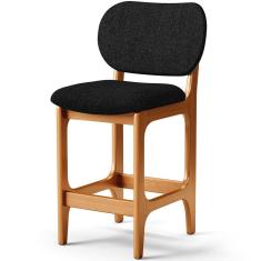 Banqueta Baixa Betta L02 Assento em Linho Base Fixa com Encosto Altura 65 cm Imbuia Cozinha