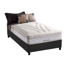 Cama Box Solteiro: Colchão Molas Herval Maxspring American + Base Crc Suede Gray(88X188)