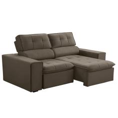 Sofá 2 Lugares Retrátil e Reclinável Atenas Veludo Castor