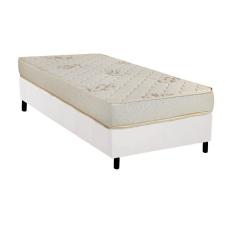 Cama Box Solteiro: Colchão Espuma Luckspuma D33 Supreme + Base CRC Courano White(88x188)