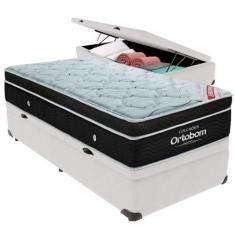 Cama Box Baú Branco E Colchão Elegant Molas Ensacadas Solteiro Ortobom
