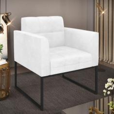 Poltrona Sala Decorativa Elisa Industrial Preto Sintético Pu D03 - D'R