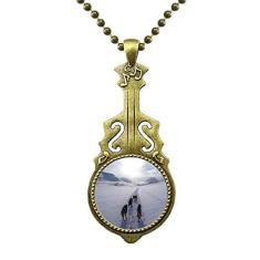 DIYthinker Colar com imagem de animal de neve Husky de cachorro joia antiga pingente de música de guitarra