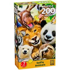 Quebra Cabeça Puzzle 200 Peças Selfie Animais Grow