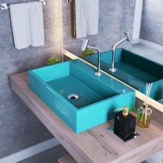 Kit Cuba RT55 Com Torneira Pratika 1060 Metal 1/4 Volta Compace Azul Turquesa