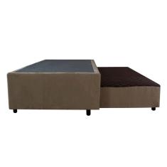 Cama Box Base Casal Com Auxiliar Semi Ortopedica Suede Cafeco