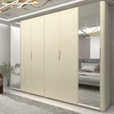 Guarda-roupa Casal 6 Portas com Espelho com Pés Innova Off White