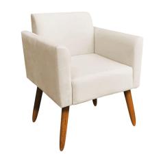 Poltrona Marisa Suede Bege Pés Palito Castanho D´rossi