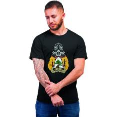 Camiseta Masculina Máscara de Gás Bonsai Oxigênio - Hipsters, P, Preto