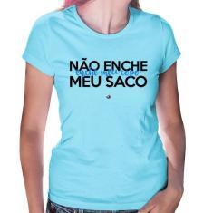 Baby Look Não enche meu saco, enche meu copo - Foca na Moda, Azul bebê