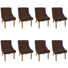 Kit 8 Cadeiras de Jantar Suede Marrom Pés Palito - D'ROSSI
