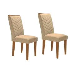 Cadeira Sala de Jantar Londrina Kit 2 Un Madeira Capuccino/Linho Bege 