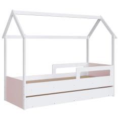 Cama Infantil Casinha Com Auxiliar Infix C06 Branco-rosa - Mpozenato