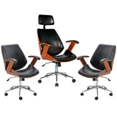 Kit 03 Cadeiras de Escritório Presidente e Diretor Gran Belo