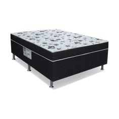 cama box casal conjugada union espuma d18 preta e branca