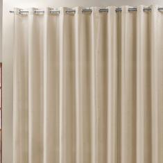 Cortina Roma 4,00M X 2,50M Bege Tecido Rafia Detalhado Para Sala Ou Quarto