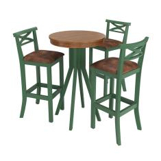Conjunto Mesa Bistrô com 3 Banquetas Verde Valência
