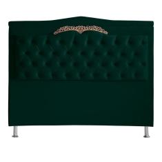 Cabeceira De Cama Box Helena King 195 Cm Capitonê Retro Botão Encapados Suede Verde Eli Móveis