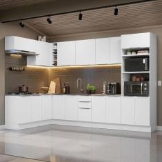 Armário de Cozinha Completa de Canto 499cm Stella Madesa 01, Branco