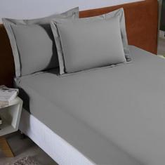 Jogo Lençol Queen 03 Peças Percal 300 Fios 100% Algodão Aba Americana 
