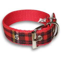 Coleira Xadrez 25Mm Para Cachorro Nicapet Cor Vermelha Nº 5