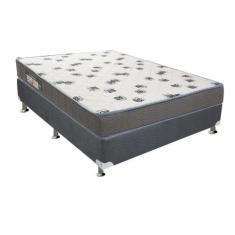 Cama Box Casal: Colchão Espuma Ortobom D33 Light + Base CRC Camurça Gr