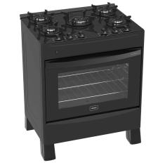 Fogão 5 Bocas Preto Iris Glass com Forno 94 L Vidro Temperado Realce