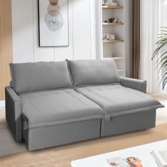 Sofá Cama Baú Ravello Sem Caixa 2.76m Linho Cinza - King House