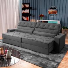 Sofá Retrátil Reclinável 2.30m Albany Suede Velut Cinza Molas Ensacadas - King House