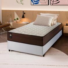 Conjunto Cama Box Cinza Espuma Atlanta Marrom Viúva 128x188x74