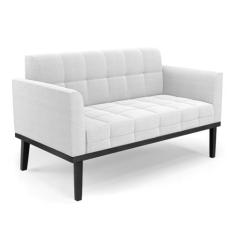 Sofá Namoradeira Base Madeira Fixa Preto Elisa Bouclê Off White D03 - 