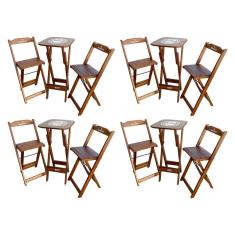 Kit 4 Conjuntos Bistrô Mesa Com 2 Banquetas Dobráveis De Madeira Personalizada Hei - Imbuia Marrom