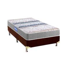 Cama Box Solteiro: Colchão Espuma D45 Probel Guarda Costas + Base CRC Suede Brown(88x188)