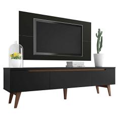 Rack Madesa Reims e Painel para TV até 55 Polegadas 2 Portas e 1 Gaveta - Preto