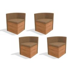 Cadeira Sala de Jantar 4Cad800 Kit 4 Un Nogal Suede Caramelo