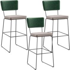 Kit 03 Banquetas Altas Bar Sala De Jantar Fixa Allana L02 Facto Verde 