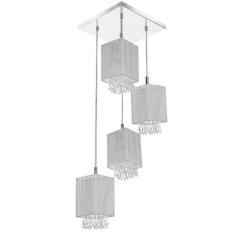 Lustre Pendente Quadclear Organza Quadrado Cinza Magnífico - MARRYLUZ