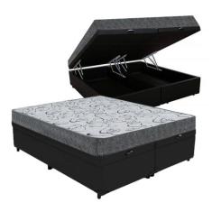 Cama Box Baú Casal Bipartido Colchão Espuma D33 Maxx Kansas + Box Sued