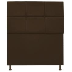 Cabeceira Estofada Damares 90 cm Solteiro Com Botonê Suede Marrom - AD