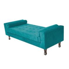 Recamier Baú Félix King Size 195 cm Suede - Amarena Móveis, Azul Turqu