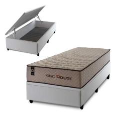 Conjunto Box Baú San Diego Bege 96x203x74 Espuma D33 - King House