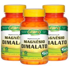 Magnésio Dimalato 60 cápsulas de 700mg Kit com 3 Frascos