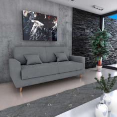 Sofá Cama 3 Lugares Reclinável Emília Matrix Cinza