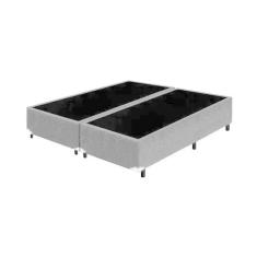 Base Box Casal Bipartido Suede Cinza -  30x138x188