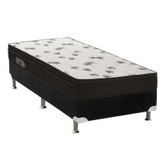 Cama Box Solteiro: Colchão Espuma D45 Ortobom Light Ortopilow + Base CRC Suede Black(88x188)