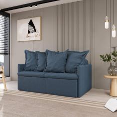Sofá Retrátil e Reclinável 3 Lugares 180cm Dália Cabecasa Madeiramadeira Azul