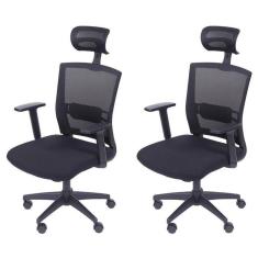 Kit 2 Cadeiras para Escritorio Presidente Nr17 Office 3317 Preto